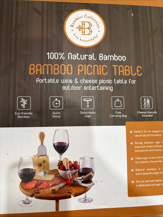 Bambusi collection Other - Bambüsi Collection Bamboo Picnic Table - Natural Wood new